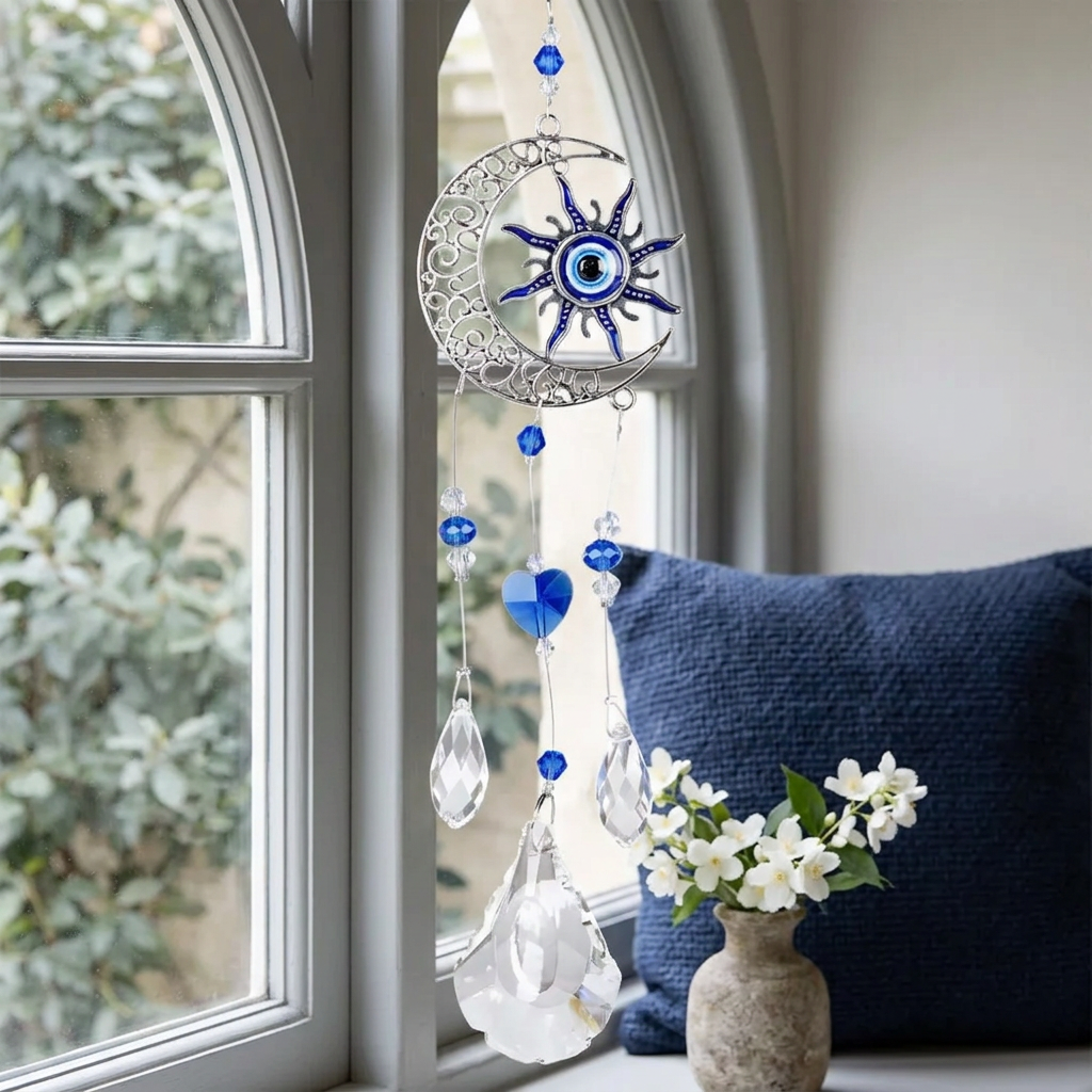 Sun and Moon Evil Eye Suncatcher window lifestyle