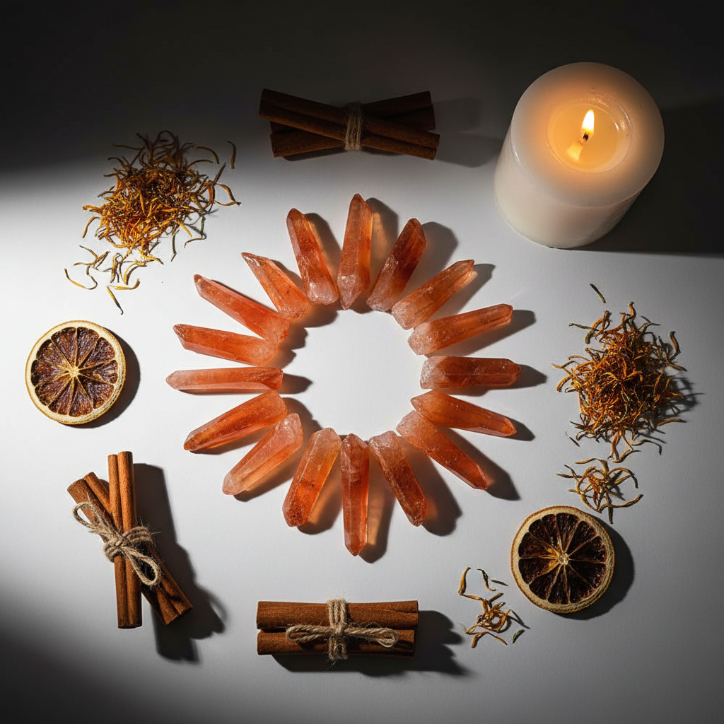 Tangerine Quartz Flat Lay