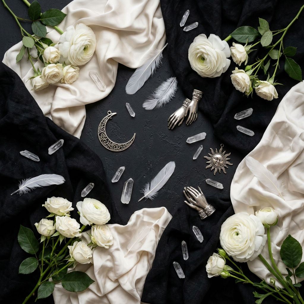 The Celestial Oracle props-only flat lay
