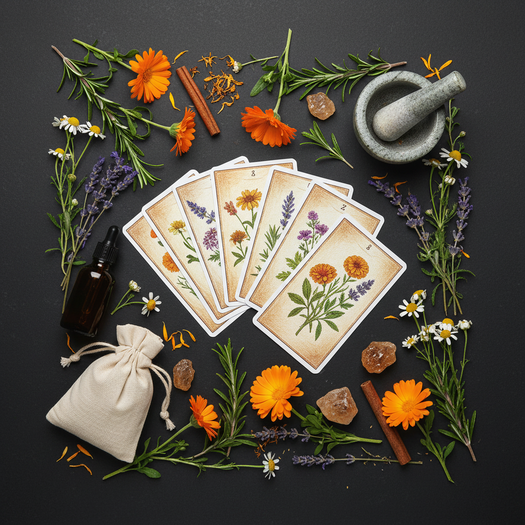 The Herbcrafter's Tarot Flat Lay