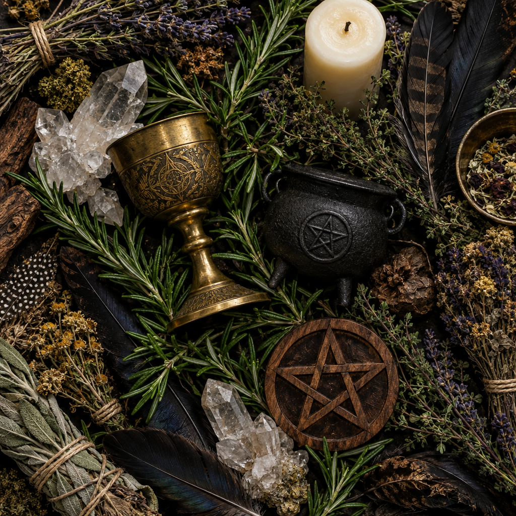 The Witch’s Path props-only flat lay