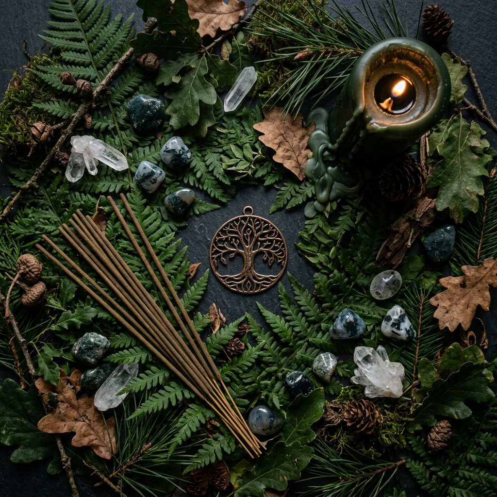 Tree of Life ritual props-only flat lay
