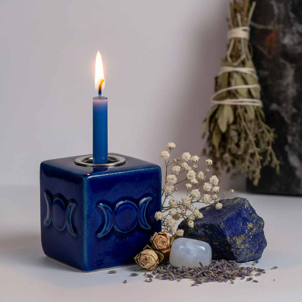Triple Moon Cube Candle Holder Hero