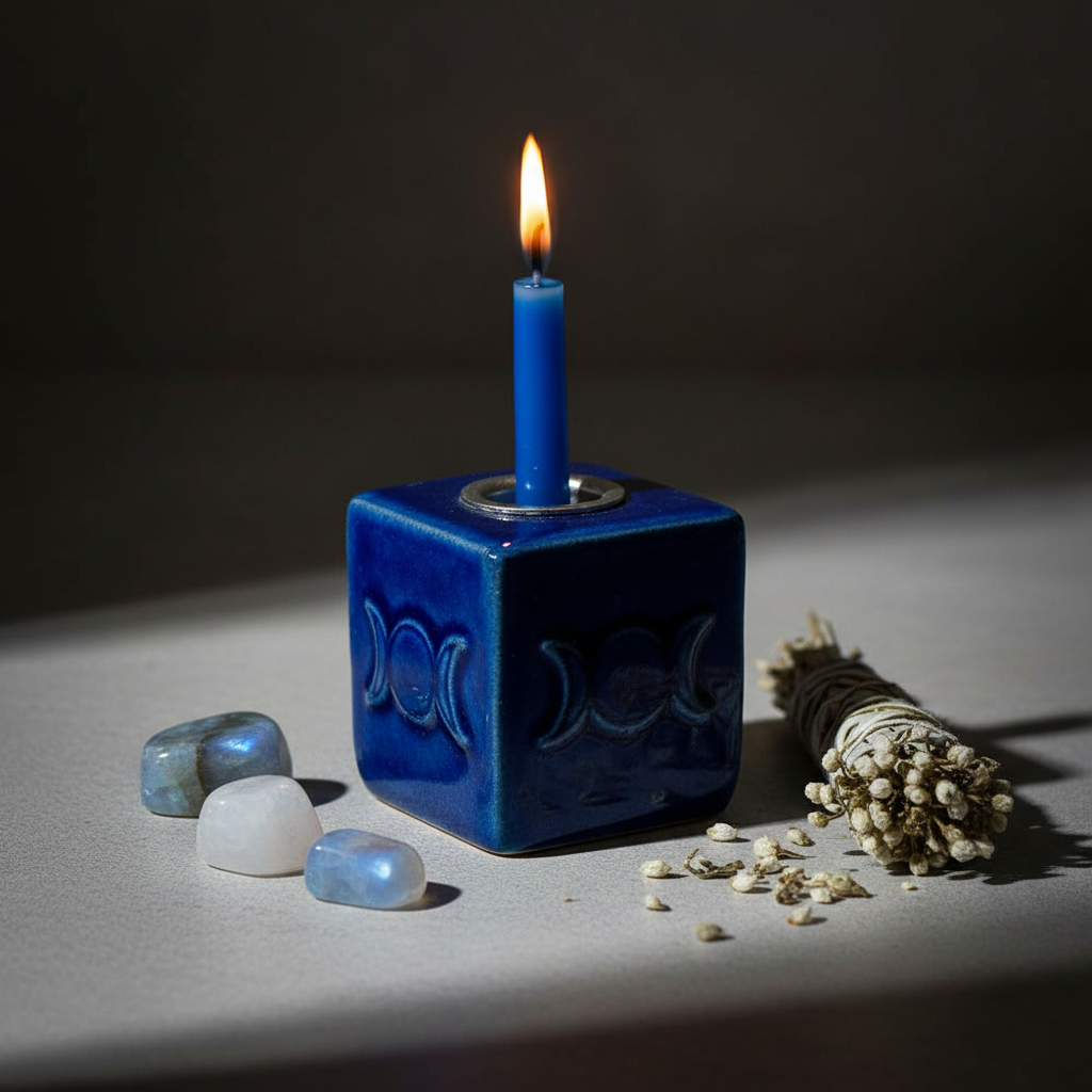 Triple Moon Cube Candle Holder Lifestyle