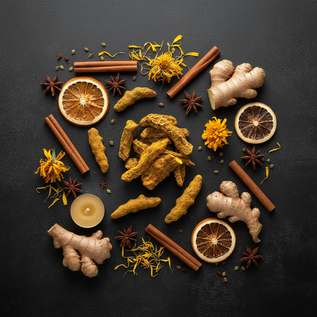 Turmeric Root Flat Lay
