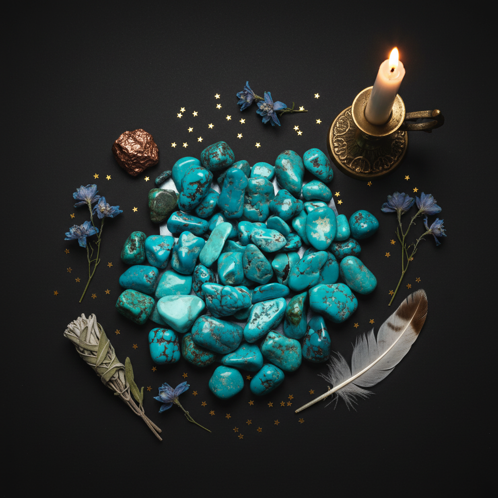 Turquoise Tumbles Flat Lay - Fixed