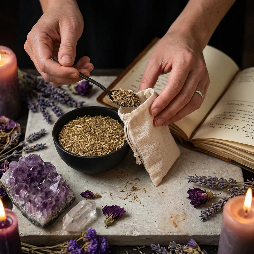 Vervain ritual sachet preparation