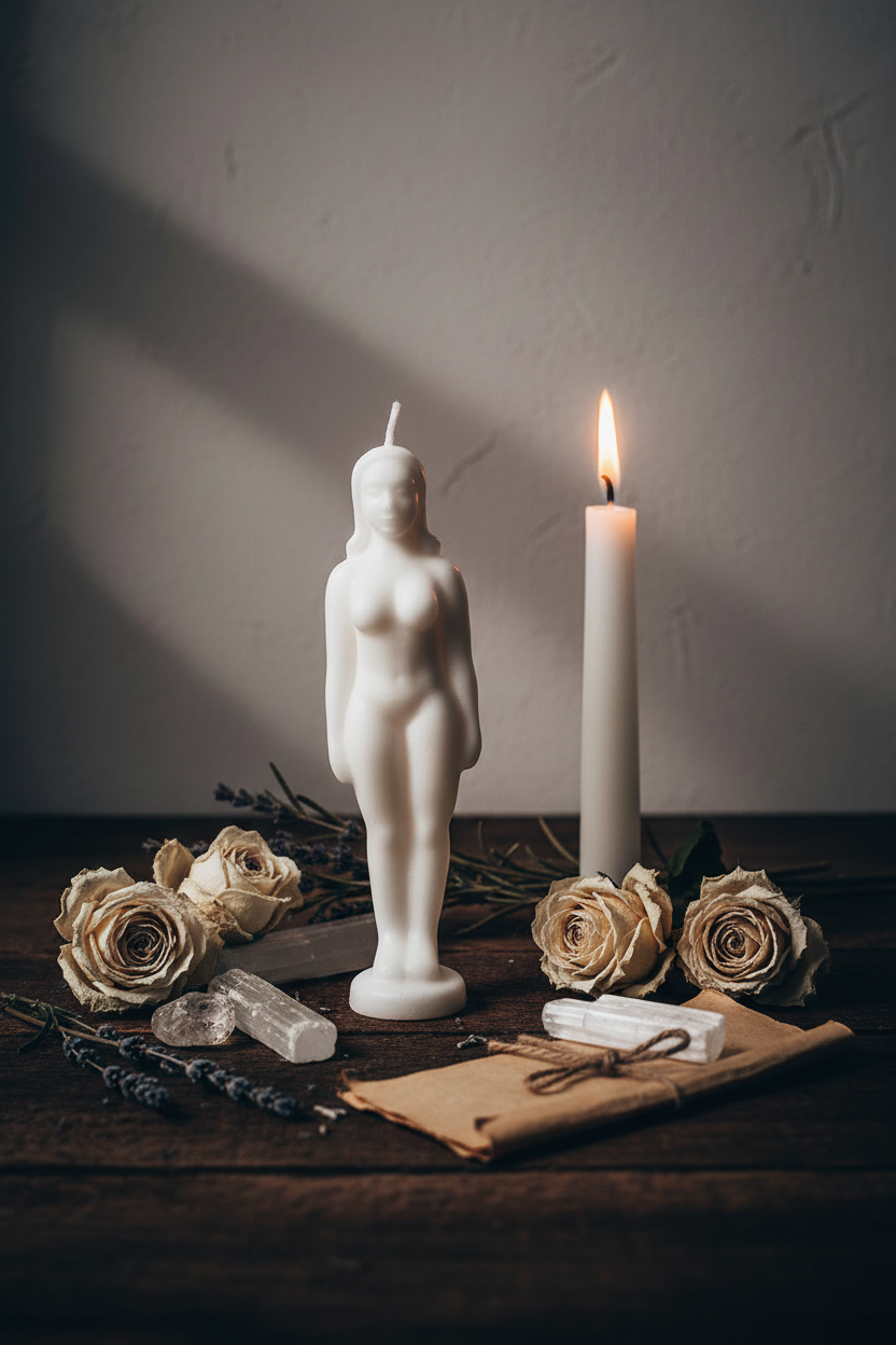 White Female Figure Candle Lifestyle