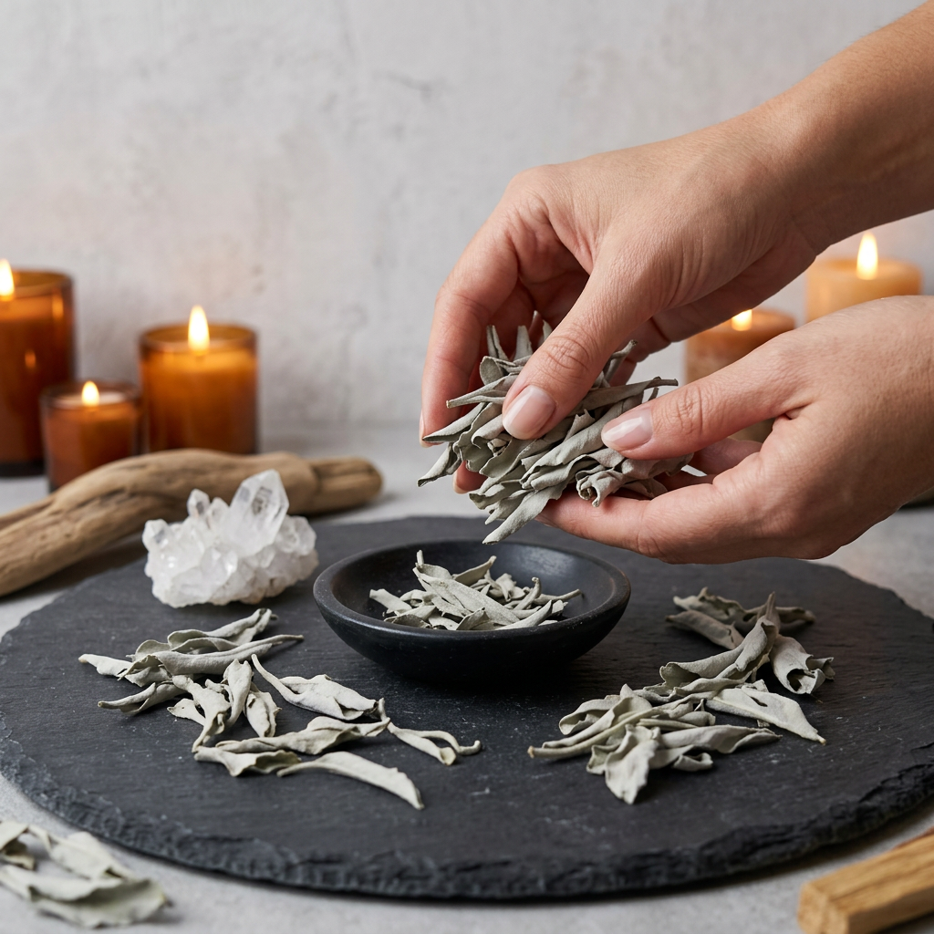 White sage incense preparation lifestyle