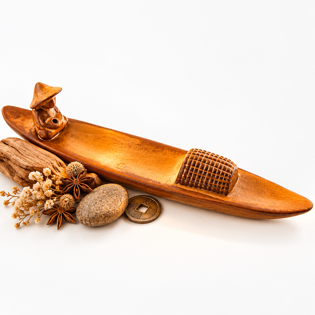 Wooden Boat Incense Holder Hero